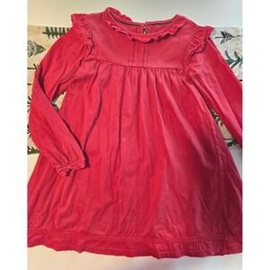 Mini Boden Girls Red Long Sleeve Ruffle Lace Trim Dress‎ Size 8-9 Years 134cm